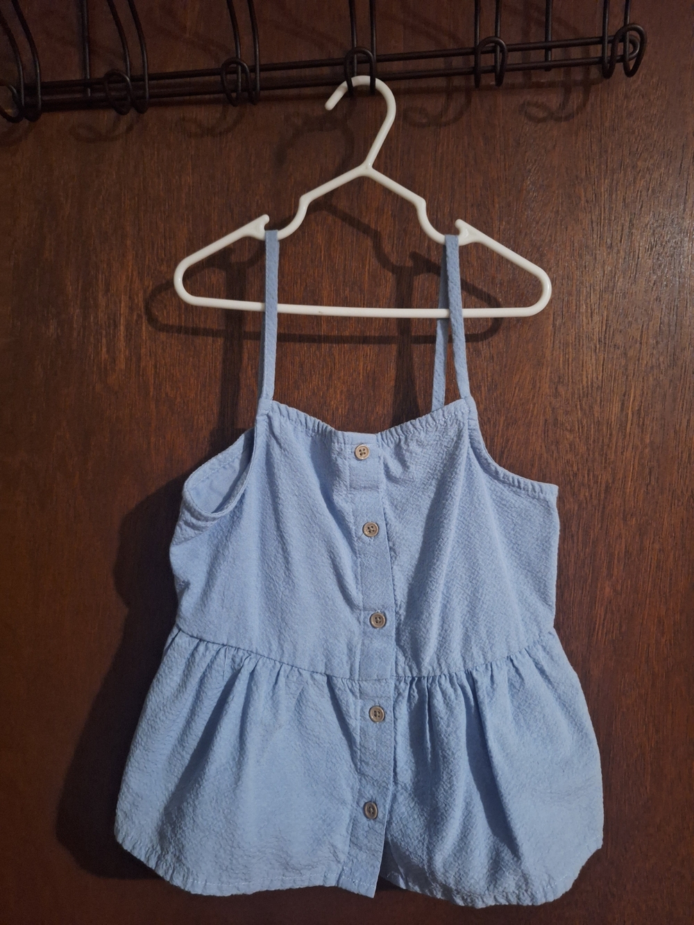 btween Light Blue Button-Front Girls' Tank Peplum Top